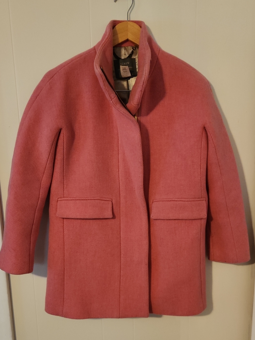 J. Crew Rose Pink Wool Pea Coat with Stand Collar